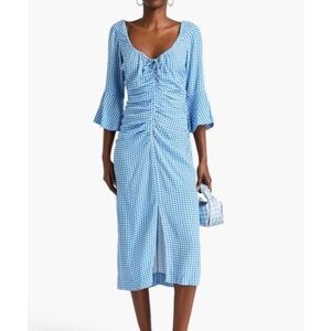 Ganni Blue Gingham Midi Dress